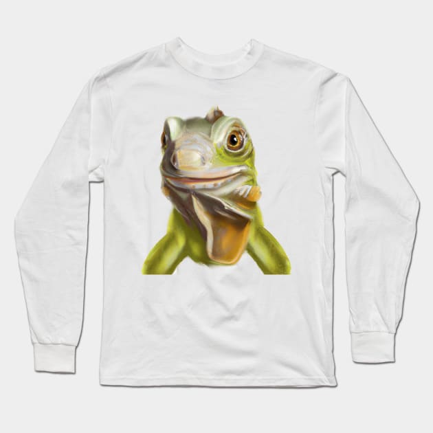 Cute Iguana Drawing Long Sleeve T-Shirt by Play Zoo